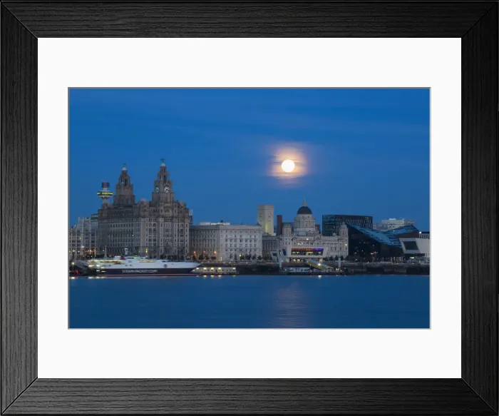 Framed Print : United Kingdom, England, Merseyside, Liverpool, Super moon over Liverpool skyline Framed Print : United Kingdom, England, Merseyside, Liverpool, Super moon over Liverpool skyline