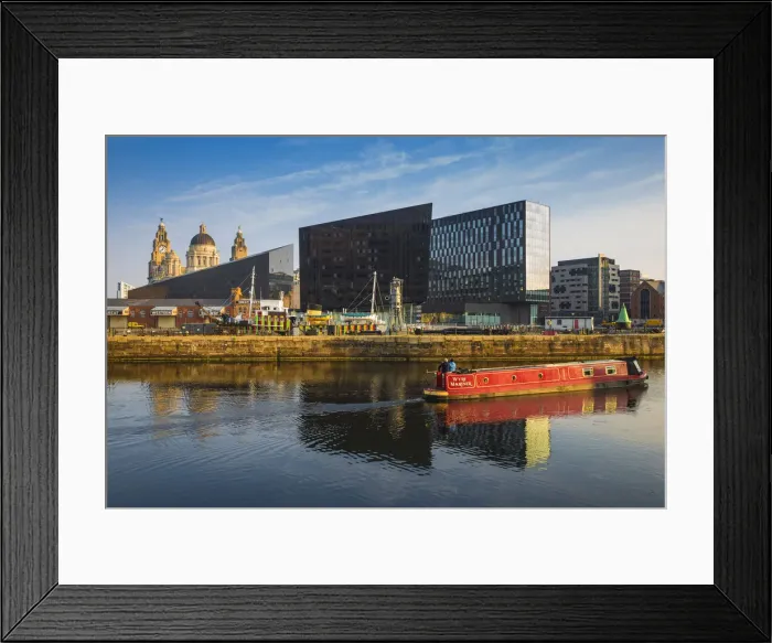 Framed Print : United Kingdom, England, Merseyside, Liverpool, View of Pier Head buildings reflecting Framed Print : United Kingdom, England, Merseyside, Liverpool, View of Pier Head buildings reflecting
