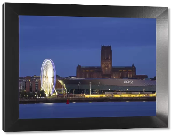 United Kingdom, England, Merseyside, Liverpool, View of Eco Arena and Liverpool Cathedral