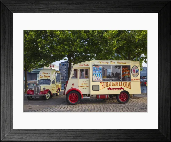 Framed Print : United Kingdom, England, Merseyside, Liverpool, Albert Dock, Vintage Ice Cream van Framed Print : United Kingdom, England, Merseyside, Liverpool, Albert Dock, Vintage Ice Cream van