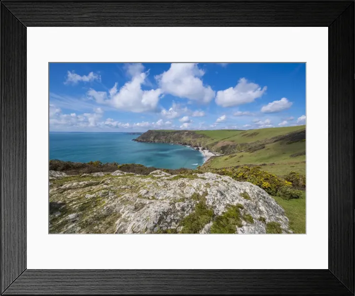 Framed Print : Lantic bay, Polruan, Cornwall, England, UK