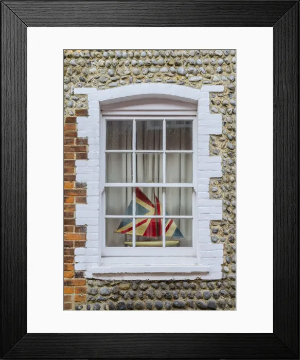Framed Print : UK, England, Norfolk, North Norfolk, Blakeney, Model Boat in Window Framed Print : UK, England, Norfolk, North Norfolk, Blakeney, Model Boat in Window