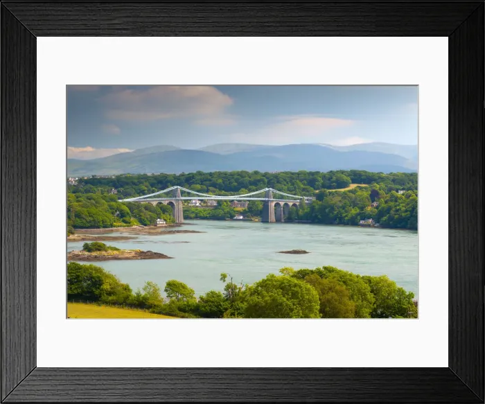 Framed Print : UK, Wales, Anglesey, Menai Straits, Menai Suspension Bridge (Pont Grog y Borth) by Framed Print : UK, Wales, Anglesey, Menai Straits, Menai Suspension Bridge (Pont Grog y Borth) by