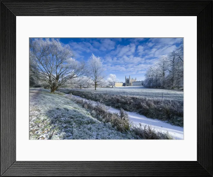 Framed Print : UK, England, Cambridgeshire, Cambridge, The Backs, Kings College Chapel in winter Framed Print : UK, England, Cambridgeshire, Cambridge, The Backs, Kings College Chapel in winter