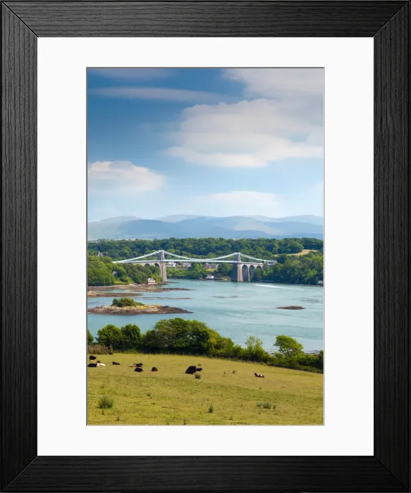 Framed Print : UK, Wales, Anglesey, Menai Straits, Menai Suspension Bridge (Pont Grog y Borth) by Framed Print : UK, Wales, Anglesey, Menai Straits, Menai Suspension Bridge (Pont Grog y Borth) by