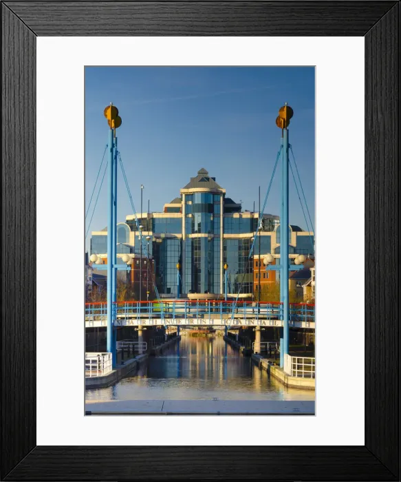 Framed Print : UK, England, Greater Manchester, Salford, Salford Quays, Victoria Building along Mariners Framed Print : UK, England, Greater Manchester, Salford, Salford Quays, Victoria Building along Mariners