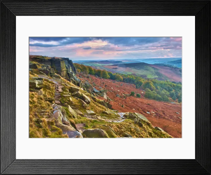 Framed Print : UK, England, Derbyshire, Peak District National Park, Stanage Edge