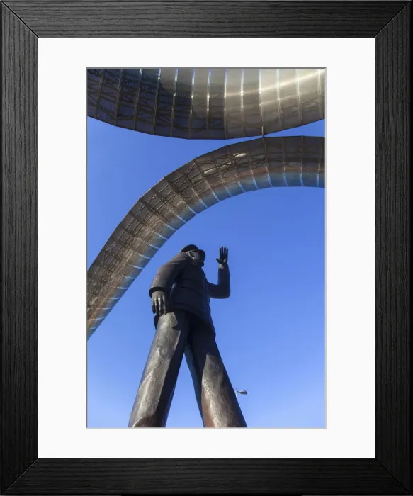 Framed Print : UK, England, Birmingham, Coventry, Statue of Air Commodore Frank Whittle watching Framed Print : UK, England, Birmingham, Coventry, Statue of Air Commodore Frank Whittle watching