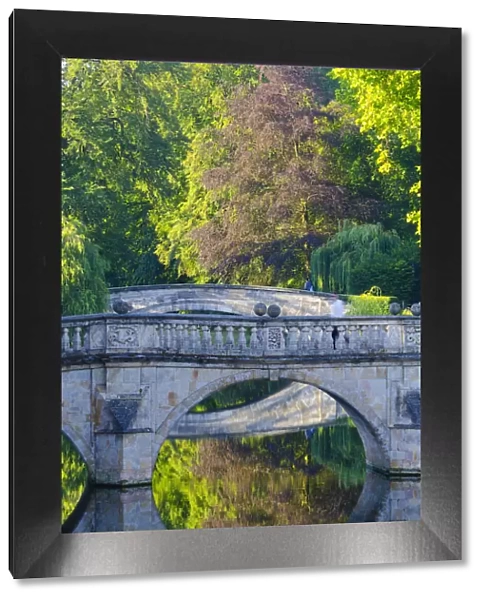UK, England, Cambridge, The Backs, Clare and Kings College Bridges over River