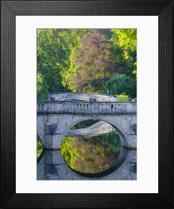 Framed Print : UK, England, Cambridge, The Backs, Clare and Kings College Bridges over River