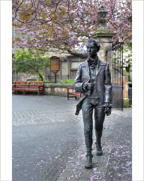 Statue of Robert Fergusson near Canongate Kirk, Royal Mile, Edinburgh, Scotland, UK