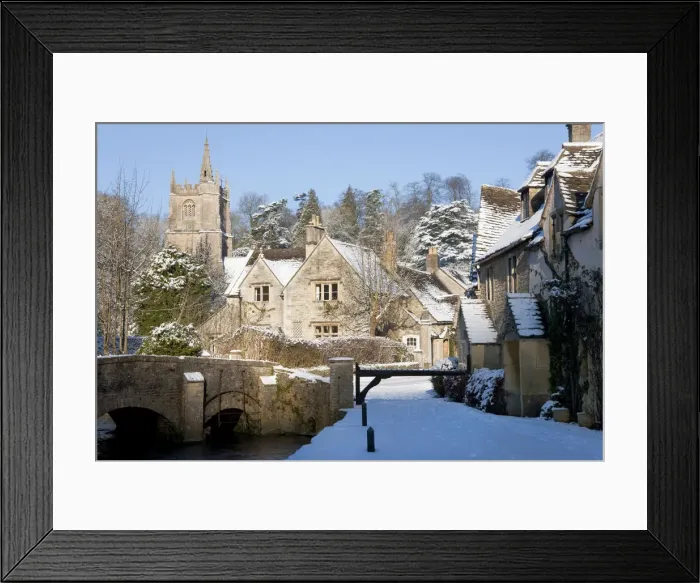 Framed Print : Castle Combe in the snow, Wiltshire, UK Framed Print : Castle Combe in the snow, Wiltshire, UK