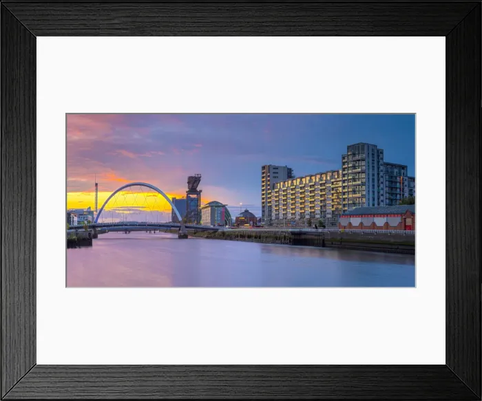 Framed Print : UK, Scotland, Glasgow, River Clyde, Finnieston Crane and the Clyde Arc, nicknamed Framed Print : UK, Scotland, Glasgow, River Clyde, Finnieston Crane and the Clyde Arc, nicknamed