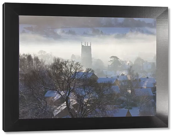 View of Wotton Under Edge, Gloucestershire, Cotswolds in winter with snow