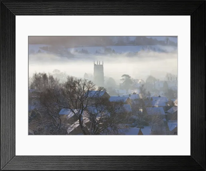 Framed Print : View of Wotton Under Edge, Gloucestershire, Cotswolds in winter with snow Framed Print : View of Wotton Under Edge, Gloucestershire, Cotswolds in winter with snow