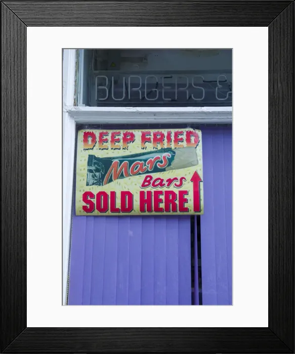 Framed Print : UK, Scotland, Edinburgh, Deep Fried Mars Bars a local delicacy