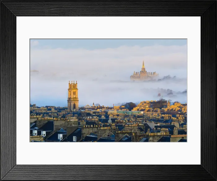 Framed Print : UK, Scotland, Edinburgh, New Town rooftops, St. Stephens Church and Fettes College Framed Print : UK, Scotland, Edinburgh, New Town rooftops, St. Stephens Church and Fettes College