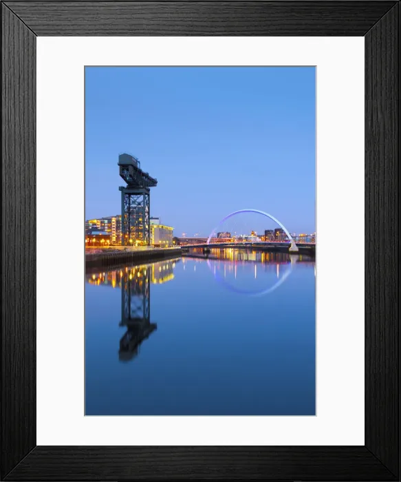 Framed Print : UK, Scotland, Glasgow, River Clyde, Finnieston Crane and the Clyde Arc, nicknamed Framed Print : UK, Scotland, Glasgow, River Clyde, Finnieston Crane and the Clyde Arc, nicknamed