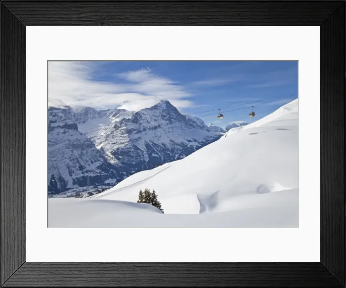 Framed Print : Ski Gondola lift & North face of the Eiger, Grindelwald, Jungfrau region, Bernese