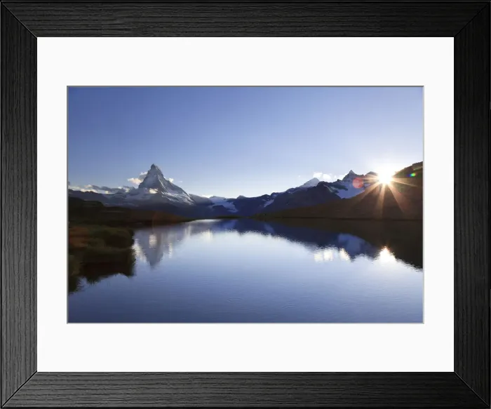 Framed Print : Switzerland, Valais, Zermatt, Lake Stelli and Matterhorn (Cervin) Peak Framed Print : Switzerland, Valais, Zermatt, Lake Stelli and Matterhorn (Cervin) Peak
