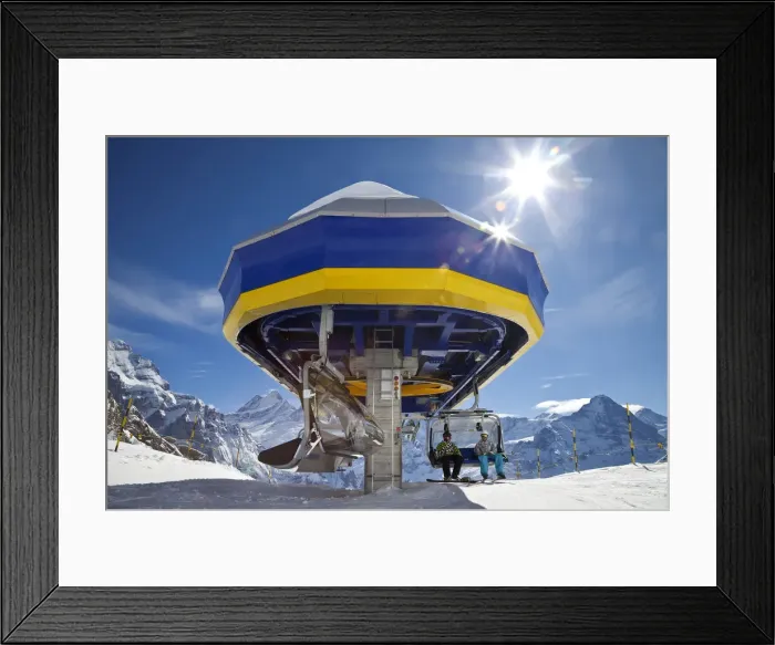 Framed Print : Top of a fast modern Chairlift, Grindelwald, Jungfrau region, Bernese Oberland, Swiss Framed Print : Top of a fast modern Chairlift, Grindelwald, Jungfrau region, Bernese Oberland, Swiss