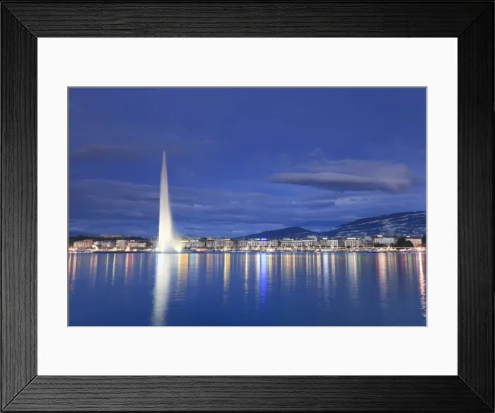 Framed Print : Switzerland, Geneva, Lake Geneva / Lac Leman and Jet d Eau Fountain Framed Print : Switzerland, Geneva, Lake Geneva / Lac Leman and Jet d Eau Fountain
