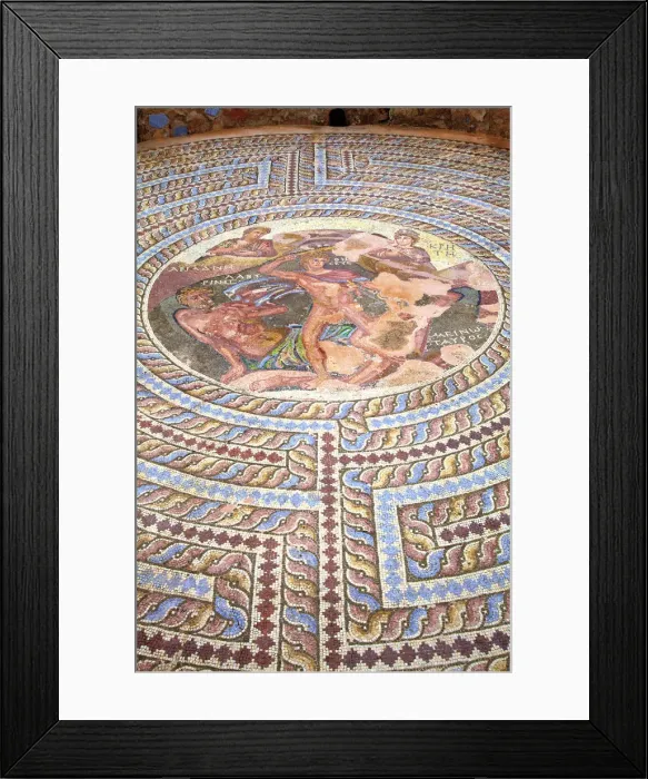 Framed Print : Mosaics at House of Theseus, Kato Pathos Archaeological Park, Pathos, Cyprus, Eastern
