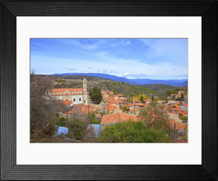 Framed Print : Church of the Annunciation and the Village of Lofou, Troodos Mountains, Cyprus, Eastern Framed Print : Church of the Annunciation and the Village of Lofou, Troodos Mountains, Cyprus, Eastern