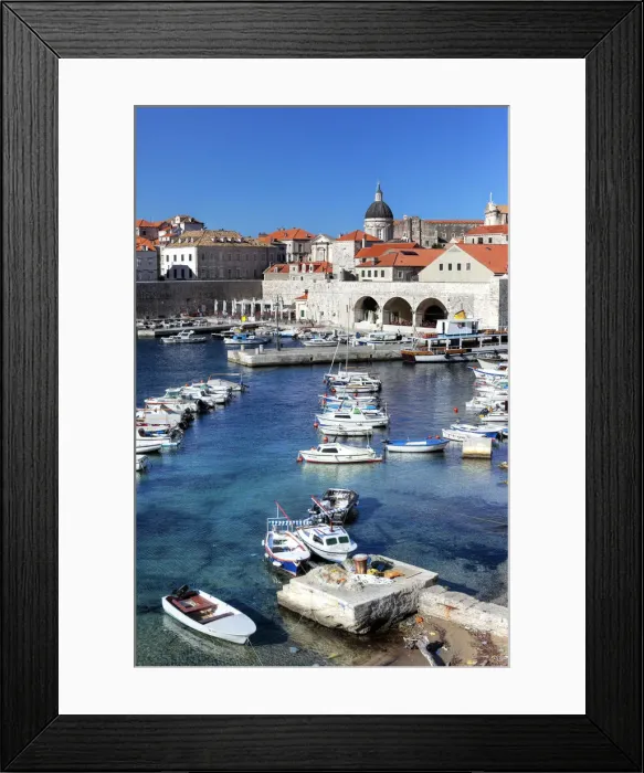 Framed Print : Harbor in the old city, Dubrovnik, Dalmatia, Croatia