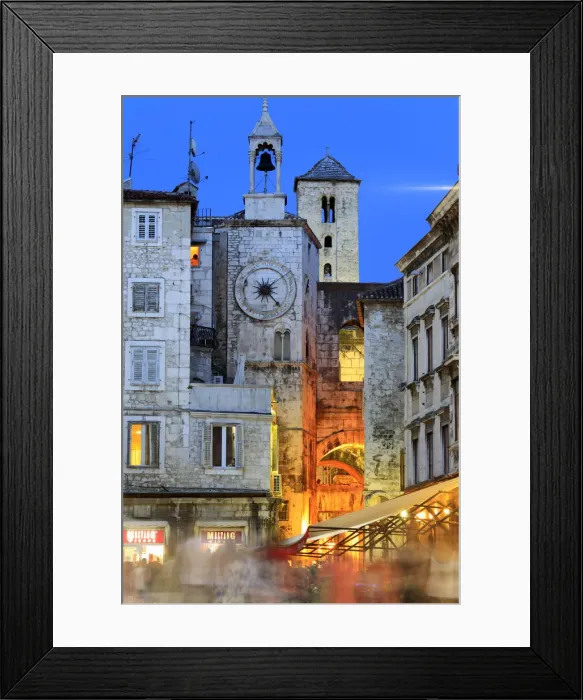 Framed Print : Clock tower and West Gate, Narodni Trg, Split, Dalmatia, Croatia Framed Print : Clock tower and West Gate, Narodni Trg, Split, Dalmatia, Croatia