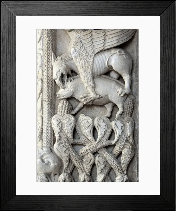 Framed Print : Romanesque portal by master sculptor Radovan (1240s), cathedral of St. Lawrence, Trogir Framed Print : Romanesque portal by master sculptor Radovan (1240s), cathedral of St. Lawrence, Trogir