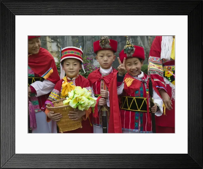 Framed Print : China, Yunnan Province, Kunming Area, Shilin, Stone Forest, Chinese Visitors dressed Framed Print : China, Yunnan Province, Kunming Area, Shilin, Stone Forest, Chinese Visitors dressed