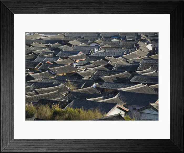 Framed Print : China, Yunnan Province, Lijiang, Lijiang Old Town Rooftops Framed Print : China, Yunnan Province, Lijiang, Lijiang Old Town Rooftops