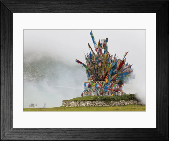 Framed Print : Wind Horse of buddhist prayer flags at horse festival nr Daofu, Tibetan area, Sichuan