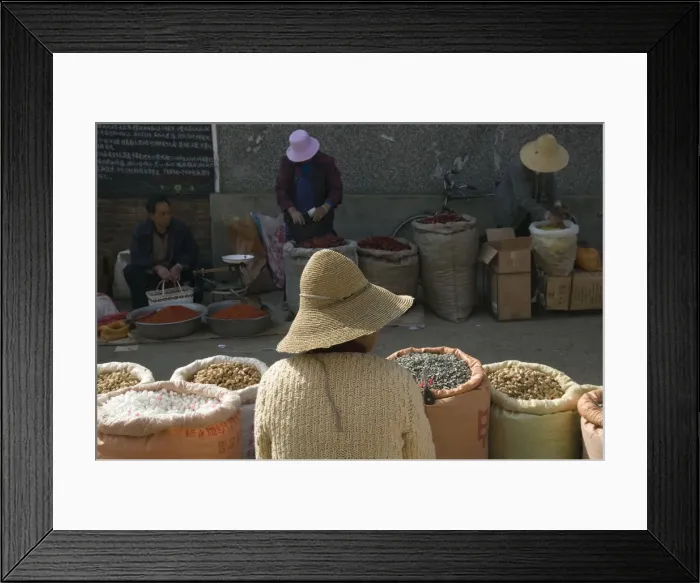 Framed Print : China, Yunnan Province, Erhai Hu Lake Area, Xizhou, market, nut vendor Framed Print : China, Yunnan Province, Erhai Hu Lake Area, Xizhou, market, nut vendor