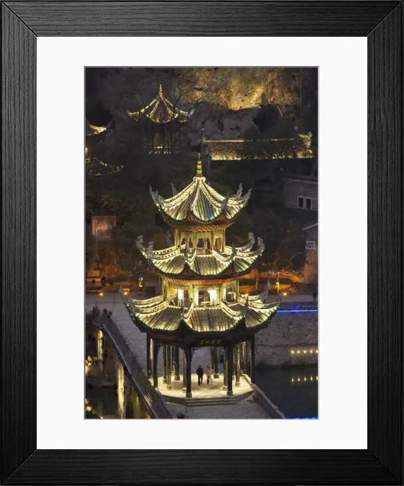 Framed Print : Pagoda at dusk, Zhenyuan, Guizhou, China Framed Print : Pagoda at dusk, Zhenyuan, Guizhou, China