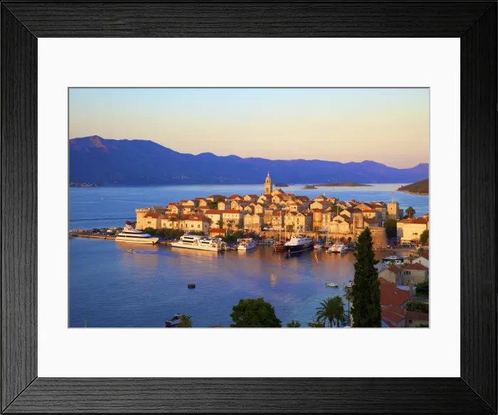 Framed Print : View over Korcula Town, Korcula, Dalmatia, Croatia