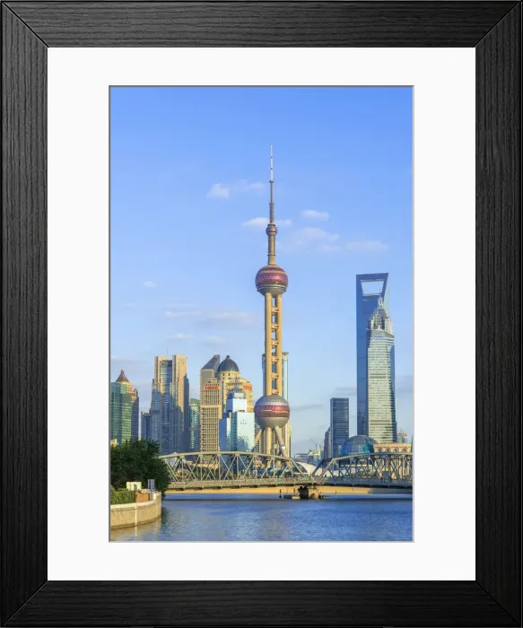 Framed Print : China, Shanghai, Pudong District, Financial District skyline, including Oriental Pearl Framed Print : China, Shanghai, Pudong District, Financial District skyline, including Oriental Pearl