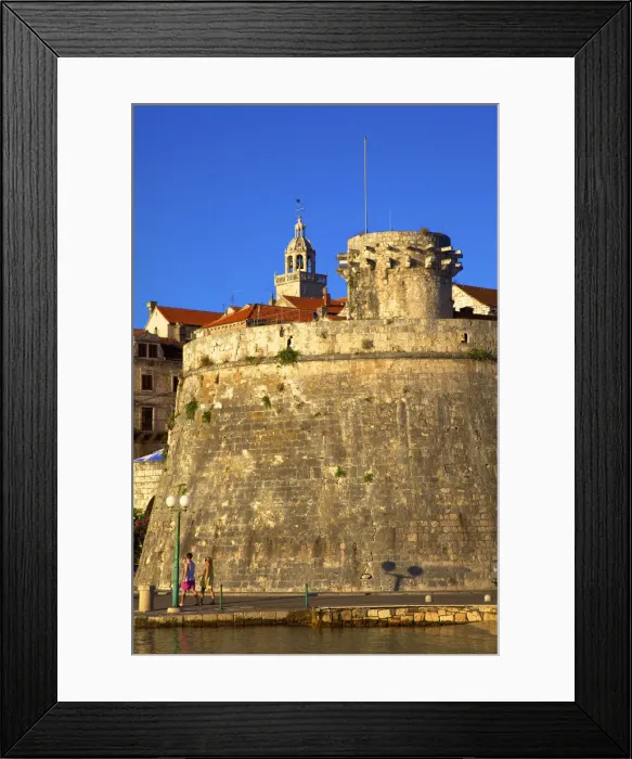 Framed Print : City Wall, Korcula, Dalmatia, Croatia