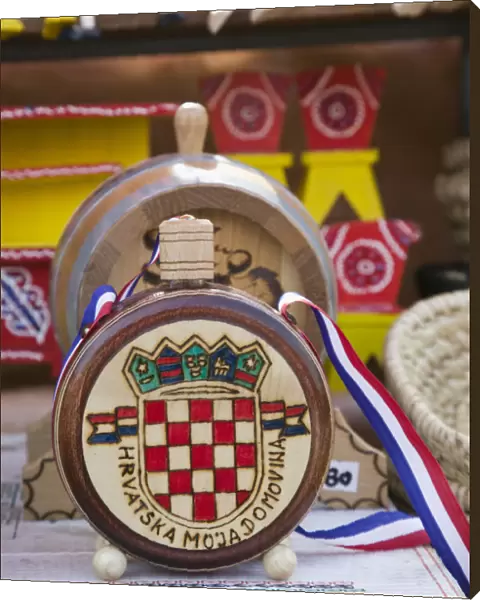 Croatia, Zagreb, Dolac Market, Wooden Wine Flask