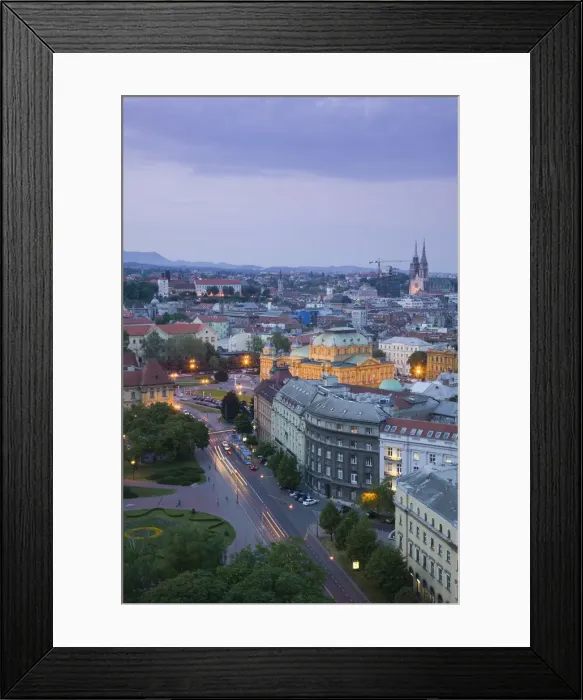 Framed Print : Croatia, Zagreb, City and Croatian National Theater