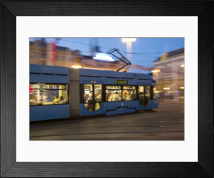 Framed Print : Tram in the Trg Josip Jelacica Square, Zagreb, Croatia