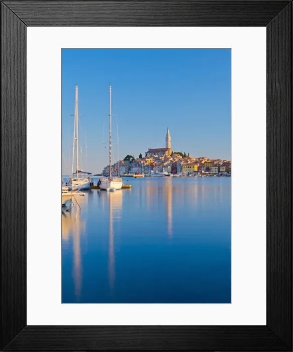 Framed Print : Croatia, Istria, Rovinj, harbour and Cathedral of St. Euphemia