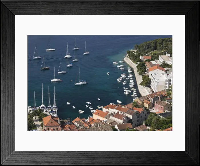 Framed Print : Croatia, Southern Dalmatia, Hvar Island, Hvar Town from Fortress Spanjol