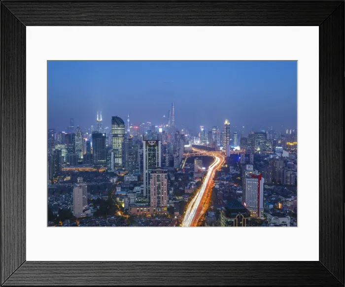 Framed Print : Skyline of Shanghai from Jing An, China Framed Print : Skyline of Shanghai from Jing An, China