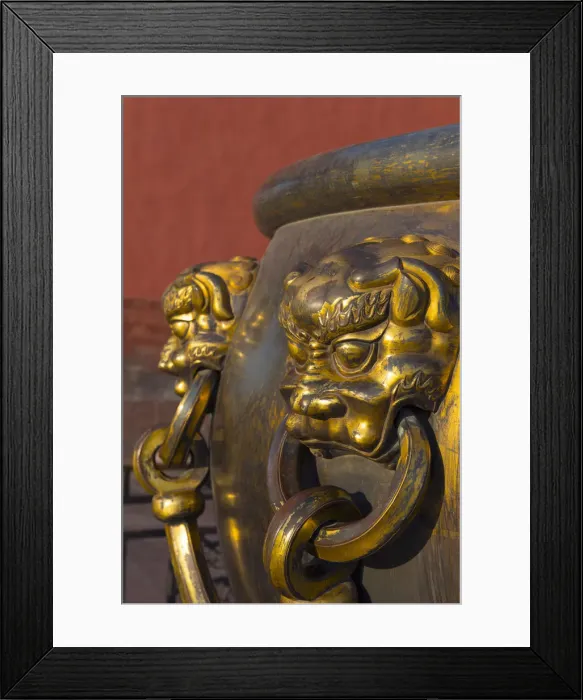 Framed Print : China, Beijing, Forbidden City, Hall of Supreme Harmony, Water Vat detail Framed Print : China, Beijing, Forbidden City, Hall of Supreme Harmony, Water Vat detail