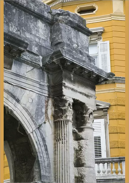 Croatia, Istria, Pula, Triumphal Arch of Sergius (b. 27BC)