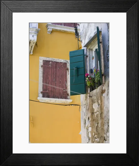 Framed Print : Croatia, Istria, Rovinj, old town building detail Framed Print : Croatia, Istria, Rovinj, old town building detail