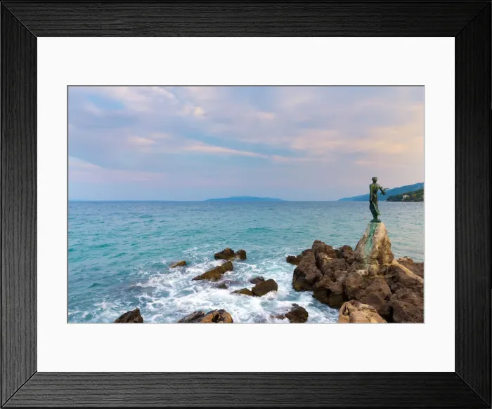 Framed Print : Croatia, Kvarner Region, Maiden with the Seagull, a statue by Zvonko Car (1956) Framed Print : Croatia, Kvarner Region, Maiden with the Seagull, a statue by Zvonko Car (1956)
