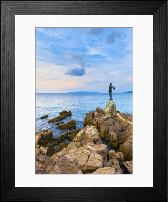 Framed Print : Croatia, Kvarner Region, Maiden with the Seagull, a statue by Zvonko Car (1956) Framed Print : Croatia, Kvarner Region, Maiden with the Seagull, a statue by Zvonko Car (1956)